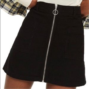 Topshop Black Zip Through Corduroy Skirt!